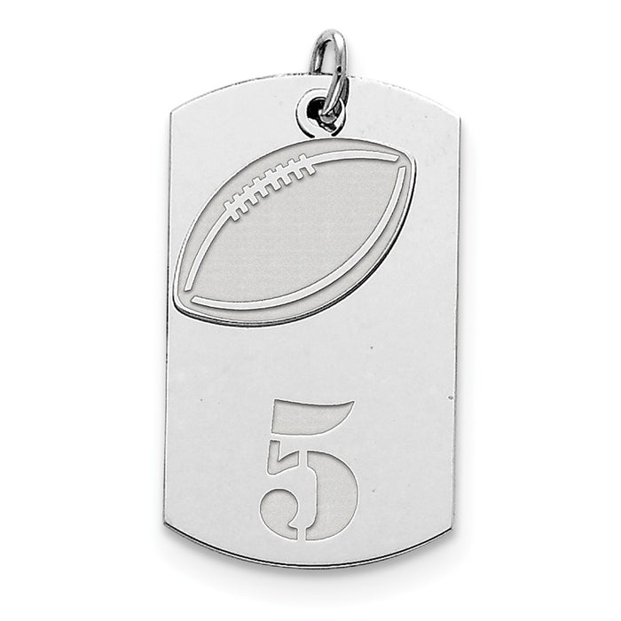 Million Charms 925 Sterling Silver Rhod-Plated Personalizable 2-Piece Sports Football Dogtag Charm