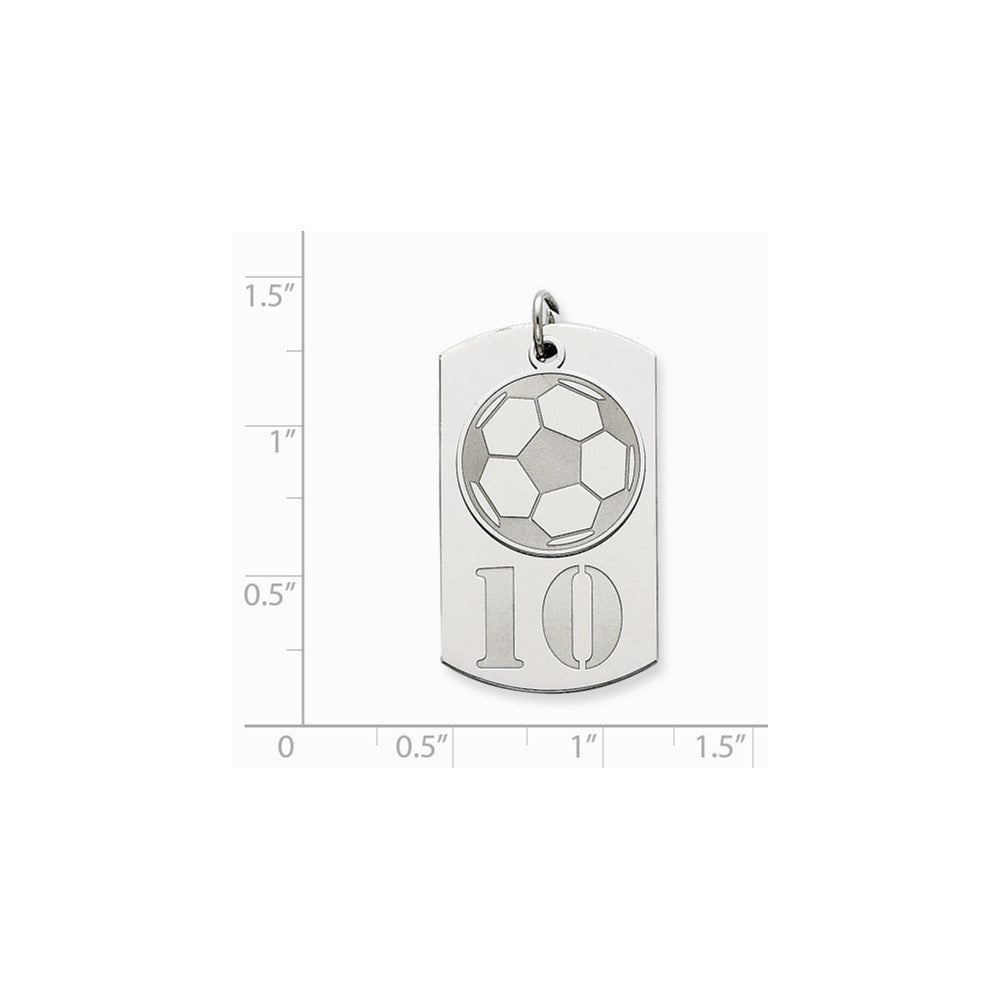 Million Charms 925 Sterling Silver Rhod-Plated Personalizable 2-Piece Sports Soccer Dogtag Charm