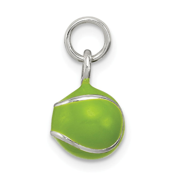 Million Charms 925 Sterling Silver Green Enameled Sports Tennis Ball Charm