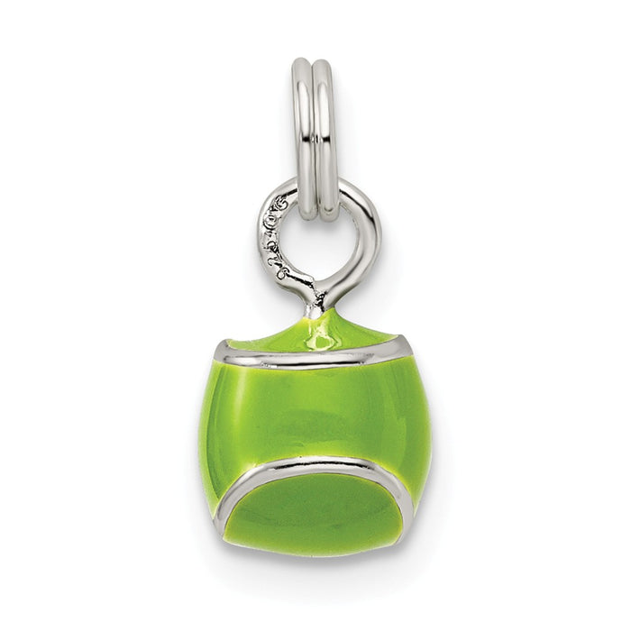 Million Charms 925 Sterling Silver Green Enameled Sports Tennis Ball Charm