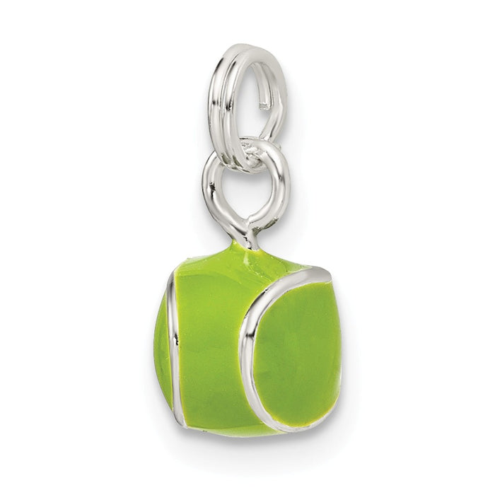 Million Charms 925 Sterling Silver Green Enameled Sports Tennis Ball Charm