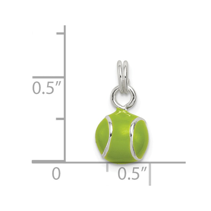 Million Charms 925 Sterling Silver Green Enameled Sports Tennis Ball Charm