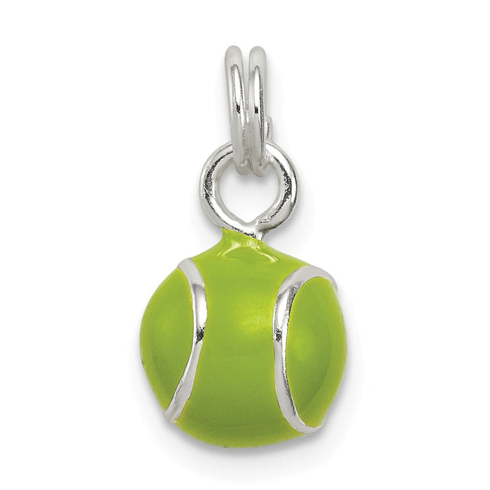 Million Charms 925 Sterling Silver Green Enameled Sports Tennis Ball Charm