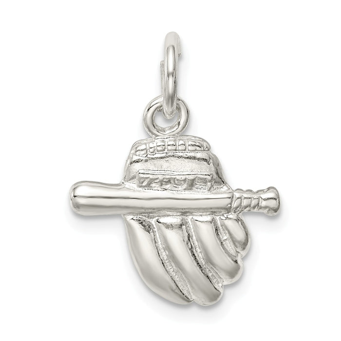 Million Charms 925 Sterling Silver Sports Baseball Glove & Bat Charm
