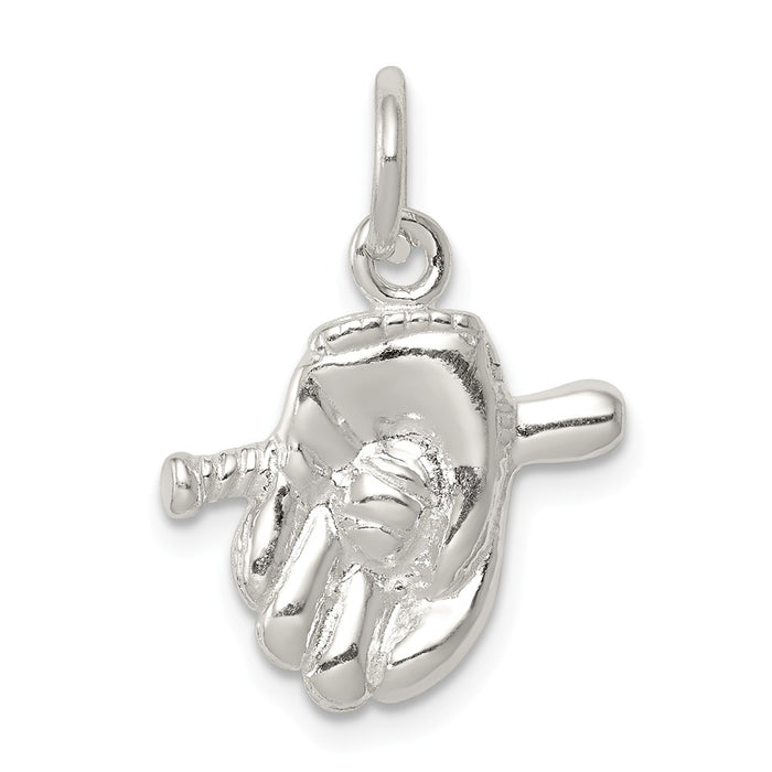 Million Charms 925 Sterling Silver Sports Baseball Glove & Bat Charm
