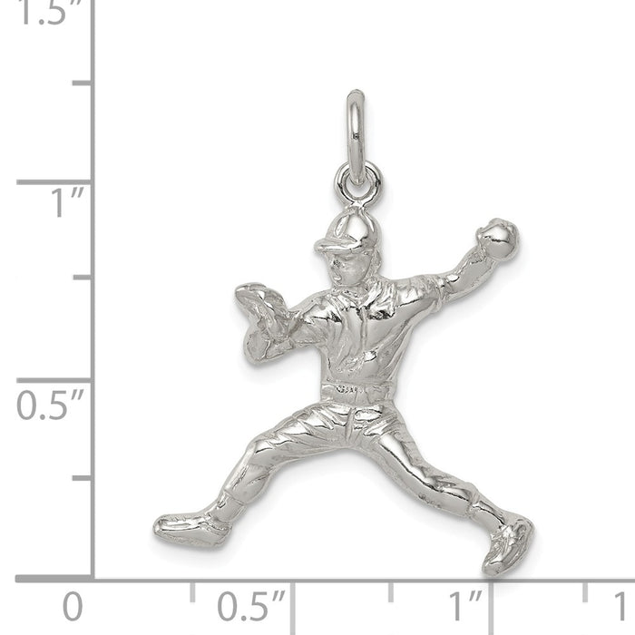 Million Charms 925 Sterling Silver Sports Baseball Pitcher Charm