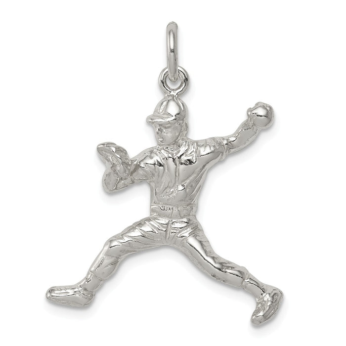 Million Charms 925 Sterling Silver Sports Baseball Pitcher Charm