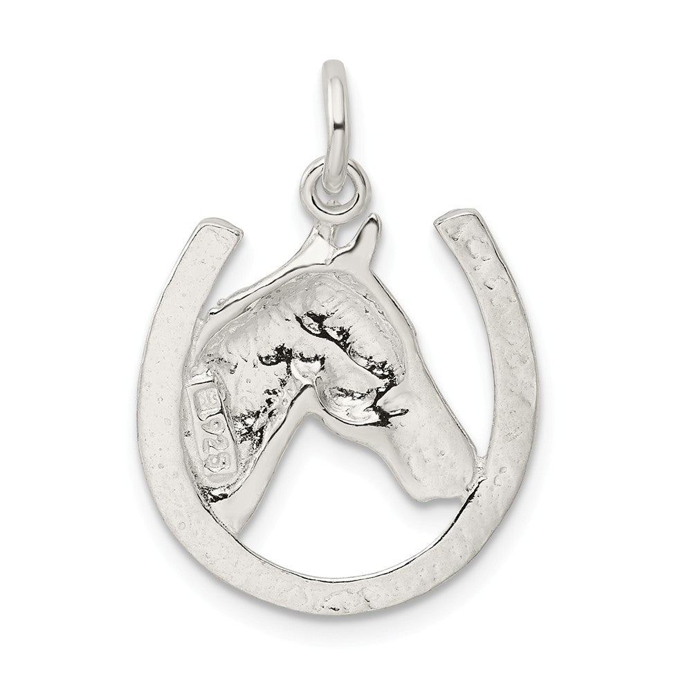 Million Charms 925 Sterling Silver Horseshoe With Horse Head Pendant
