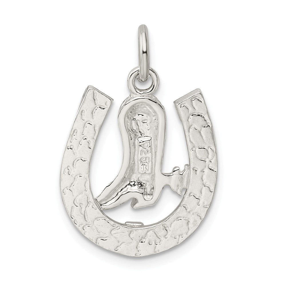 Million Charms 925 Sterling Silver Horseshoe With Boot Charm