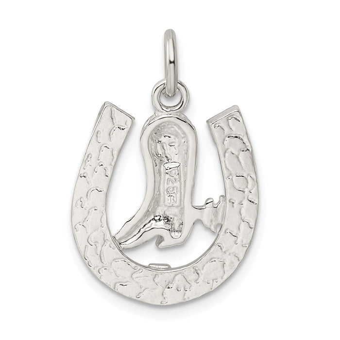 Million Charms 925 Sterling Silver Horseshoe With Boot Charm