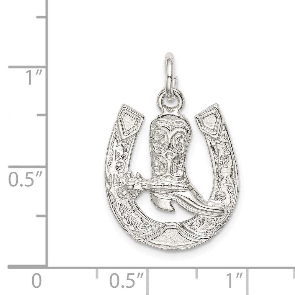Million Charms 925 Sterling Silver Horseshoe With Boot Charm
