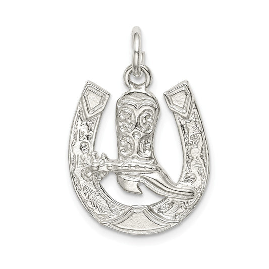 Million Charms 925 Sterling Silver Horseshoe With Boot Charm