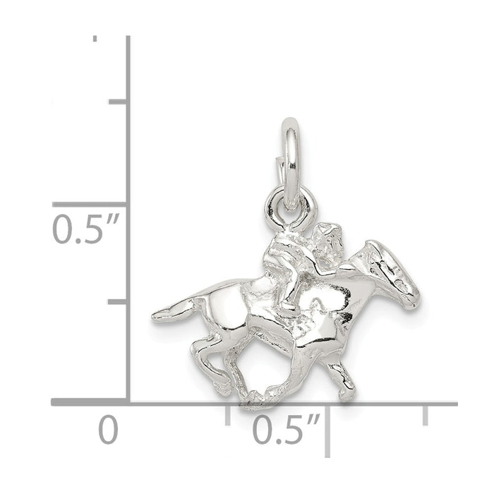 Million Charms 925 Sterling Silver Horse With Rider Charm