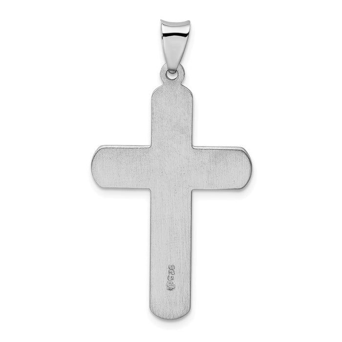 Million Charms 925 Sterling Silver Rhodium-Plated Polished Relgious Cross Pendant