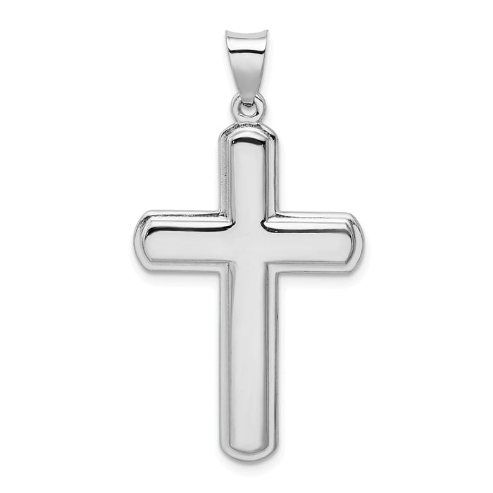 Million Charms 925 Sterling Silver Rhodium-Plated Polished Relgious Cross Pendant