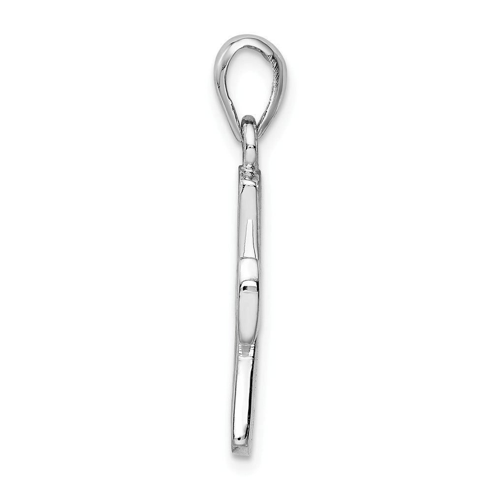 Million Charms 925 Sterling Silver Rhodium-Plated White Lab Created Opal Relgious Cross Pendant