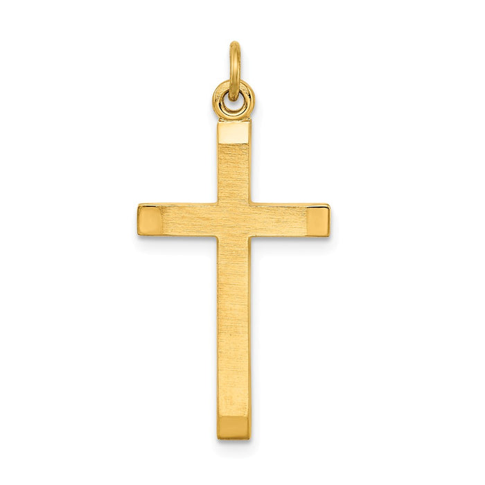 Million Charms 925 Sterling Silver Gold-Plated Polished, Satin Relgious Cross Pendant