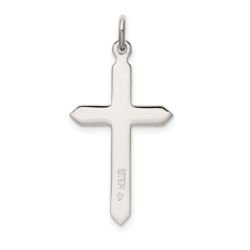 Million Charms 925 Sterling Silver Polished, Satin Relgious Cross Pendant