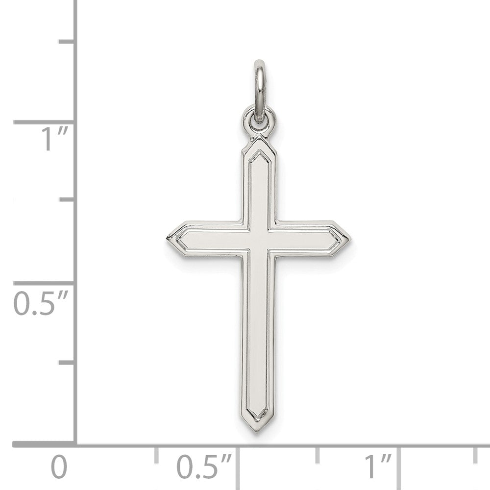 Million Charms 925 Sterling Silver Polished, Satin Relgious Cross Pendant