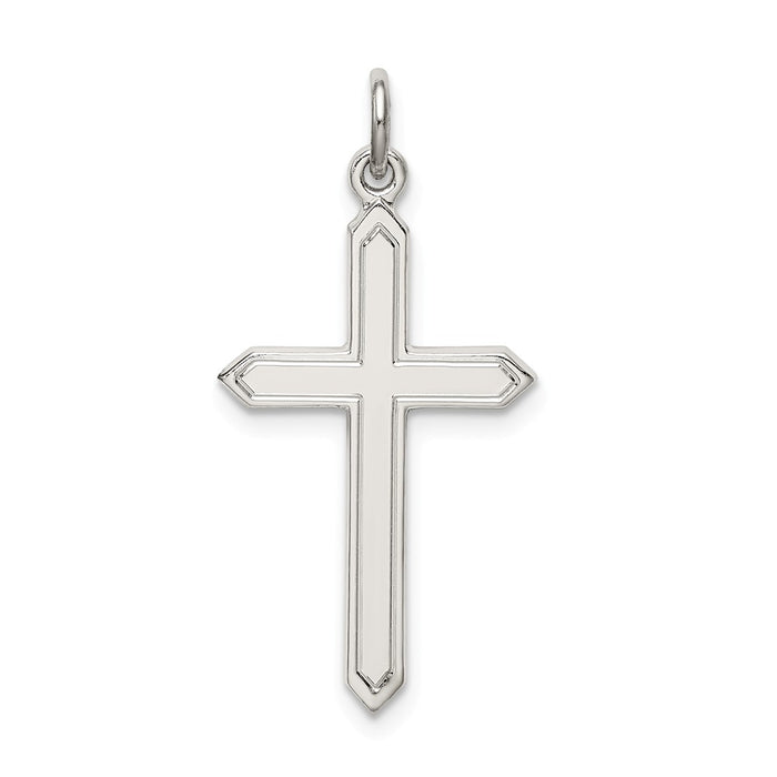 Million Charms 925 Sterling Silver Polished, Satin Relgious Cross Pendant