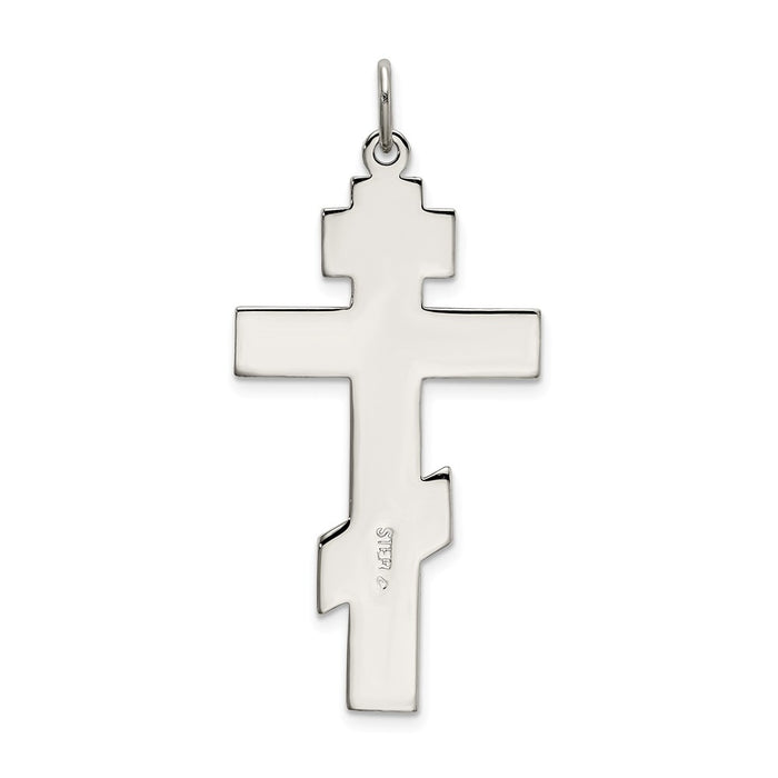 Million Charms 925 Sterling Silver Polished Eastern Orthodox Relgious Cross Pendant