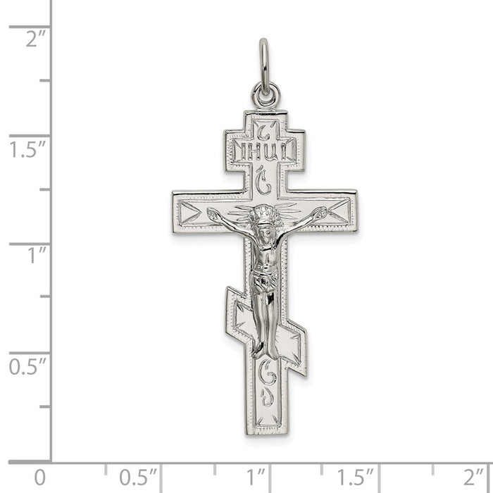 Million Charms 925 Sterling Silver Polished Eastern Orthodox Relgious Cross Pendant