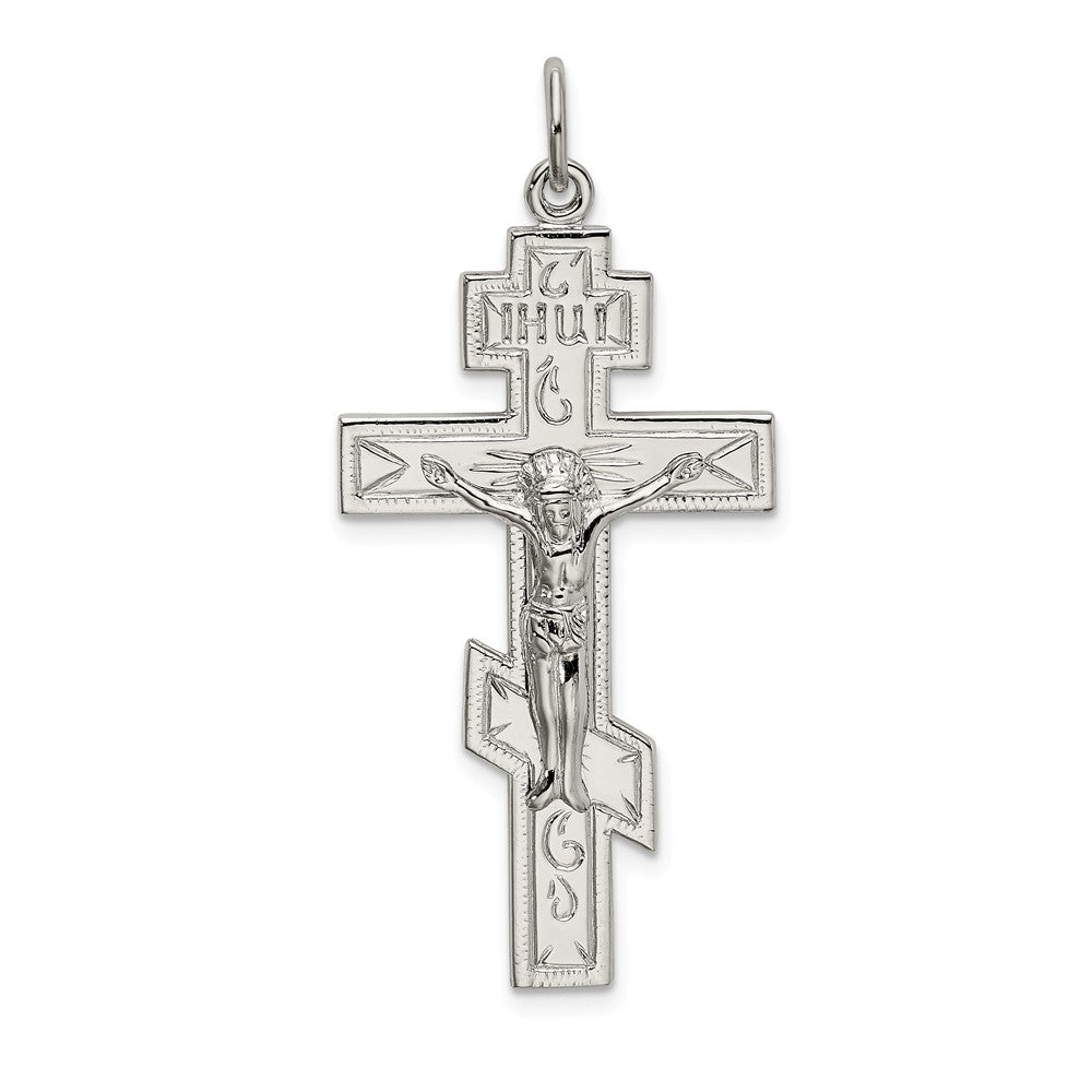 Million Charms 925 Sterling Silver Polished Eastern Orthodox Relgious Cross Pendant