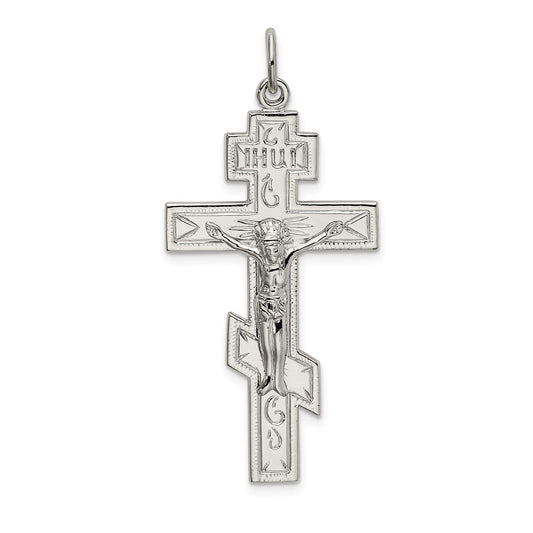 Million Charms 925 Sterling Silver Polished Eastern Orthodox Relgious Cross Pendant