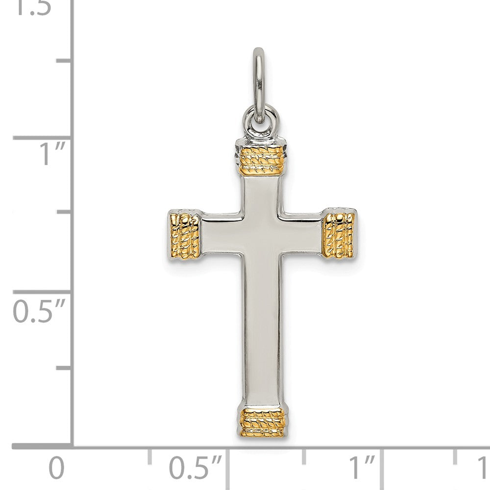 Million Charms 925 Sterling Silver & Gold-Plated Polished Relgious Cross Pendant
