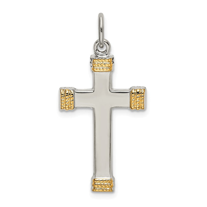 Million Charms 925 Sterling Silver & Gold-Plated Polished Relgious Cross Pendant