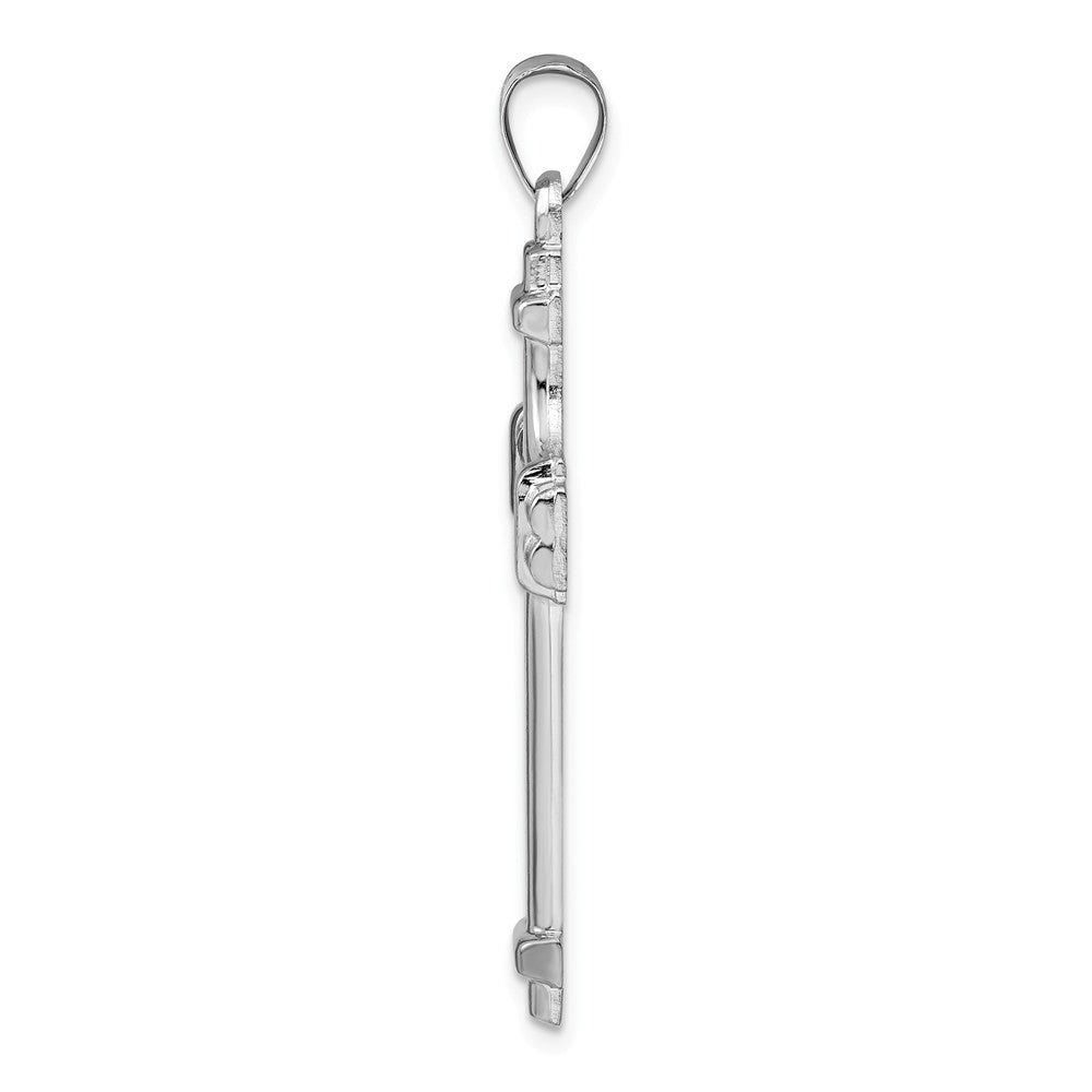 Million Charms 925 Sterling Silver Rhodium-Plated Polished Fancy Relgious Cross Pendant