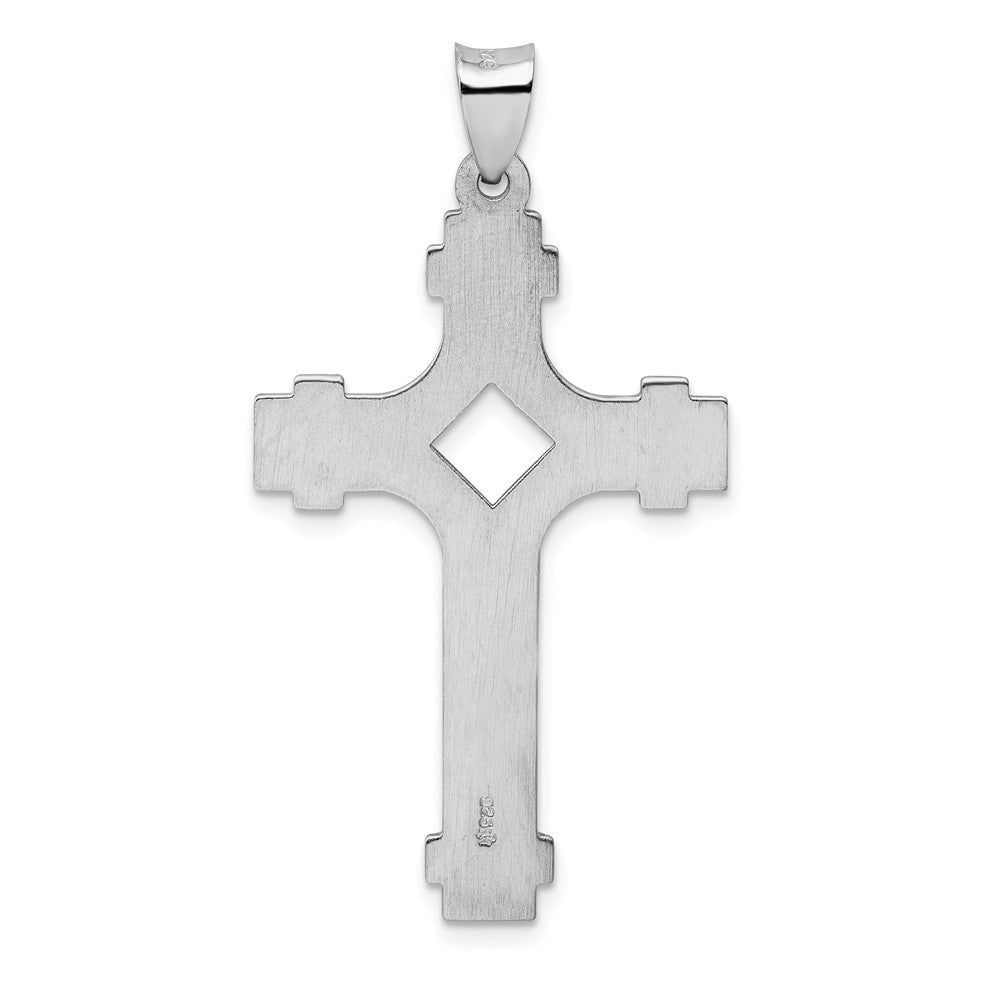 Million Charms 925 Sterling Silver Rhodium-Plated Polished Fancy Relgious Cross Pendant