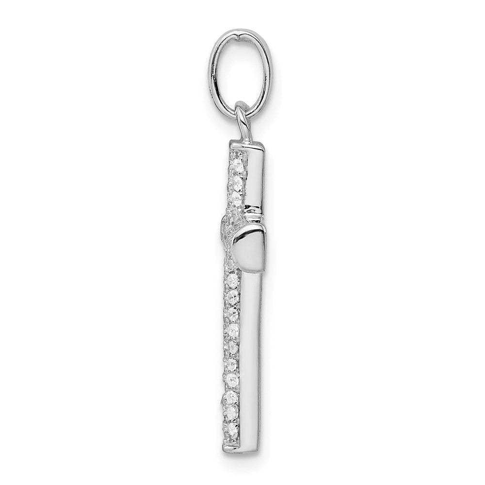 Million Charms 925 Sterling Silver Rhodium-Plated (Cubic Zirconia) CZ Latin Relgious Cross Pendant