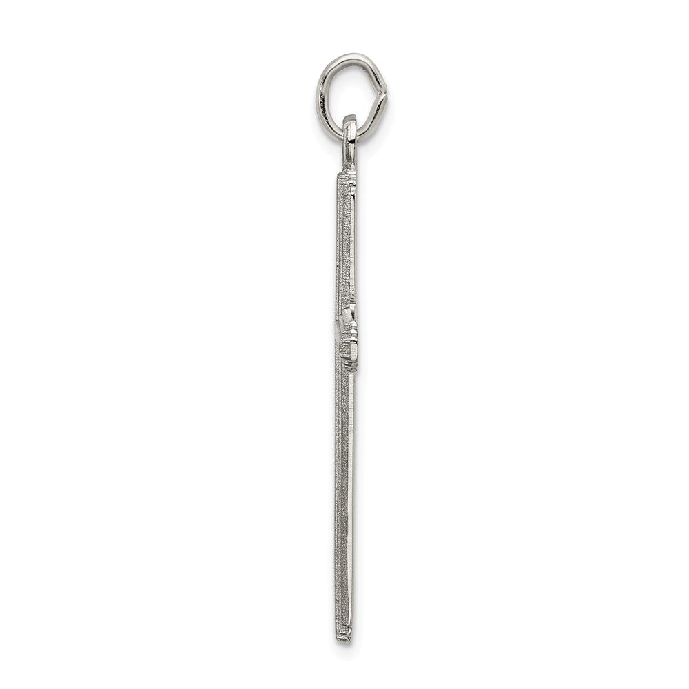 Million Charms 925 Sterling Silver Polished Grooved Relgious Cross Pendant