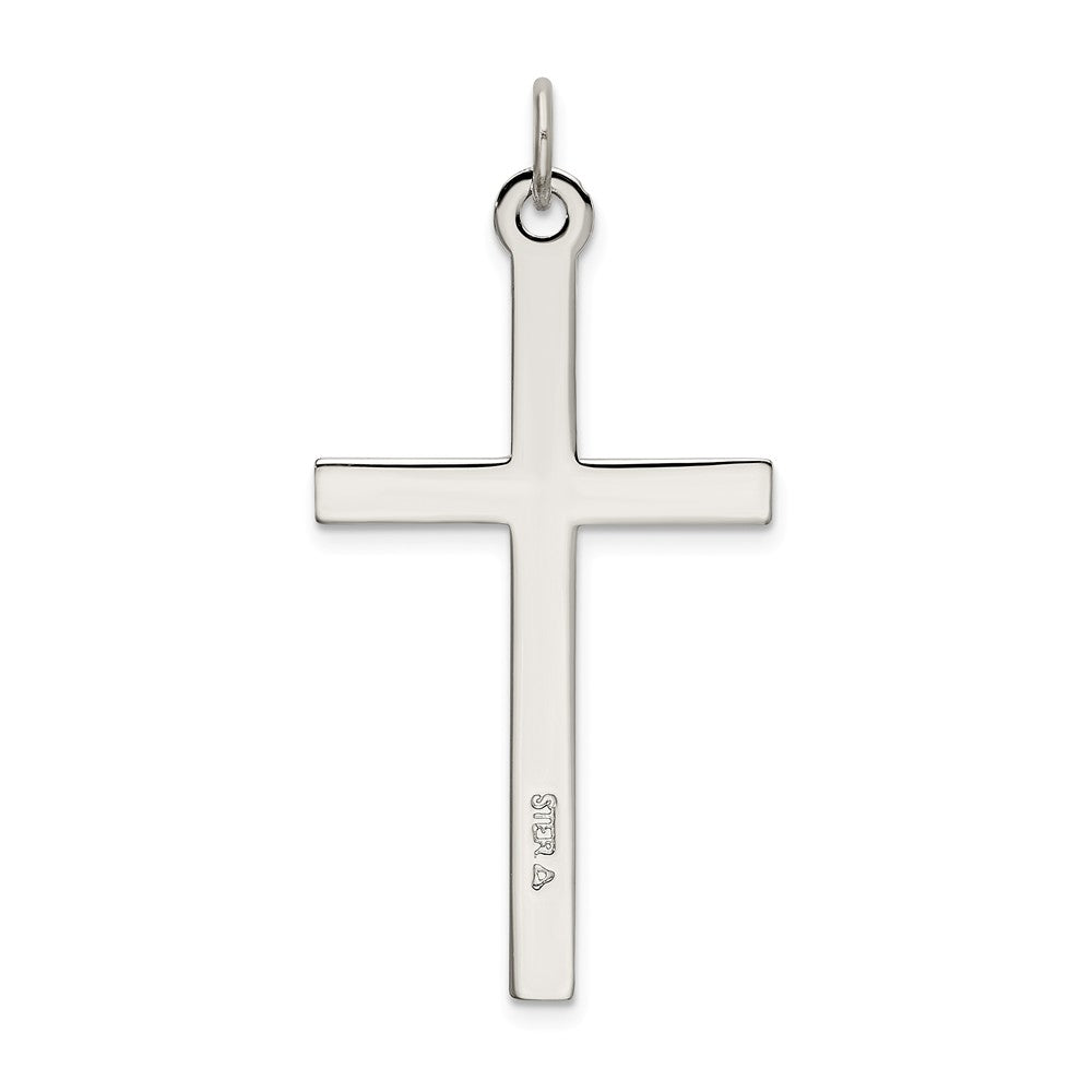 Million Charms 925 Sterling Silver Polished, Textured Relgious Cross Pendant