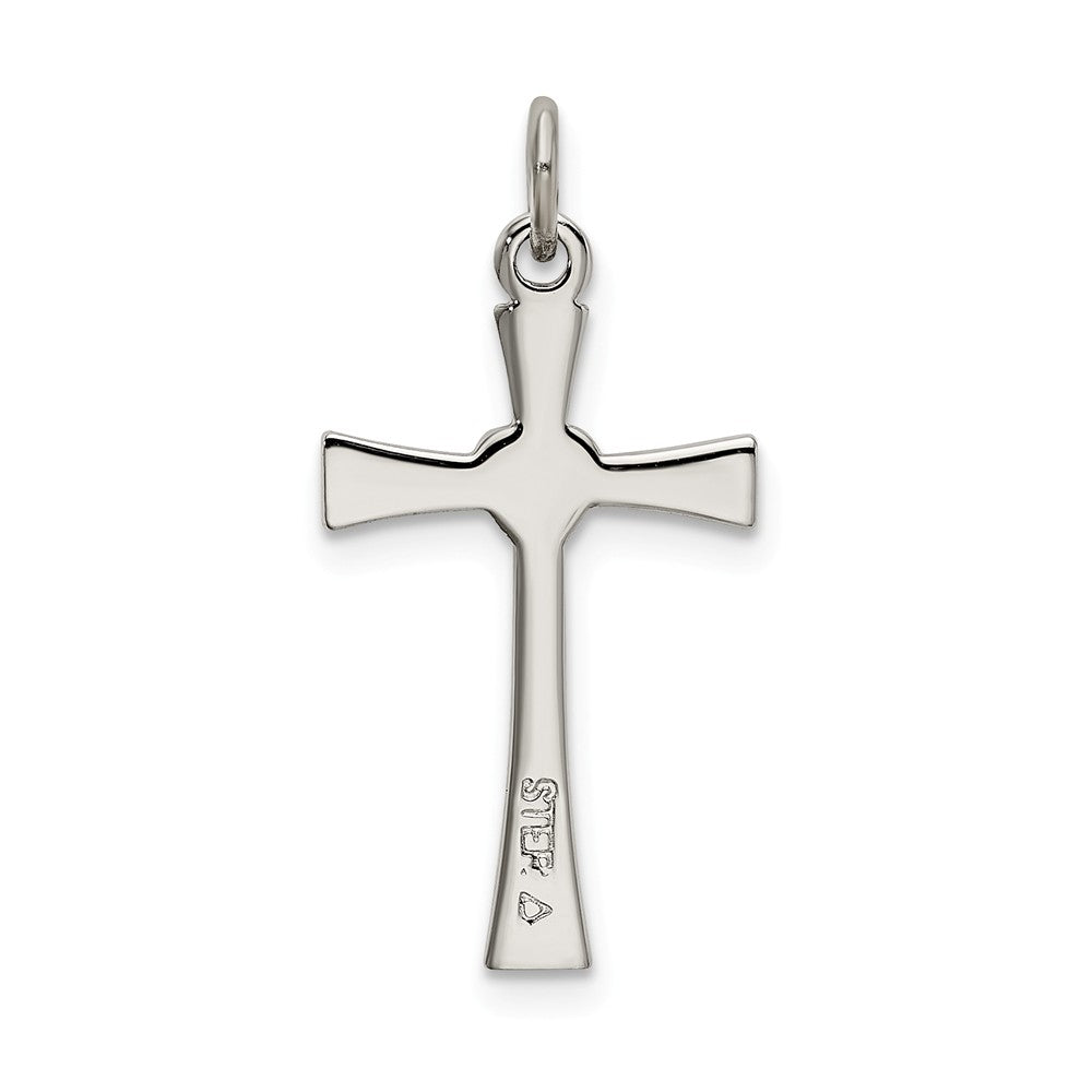 Million Charms 925 Sterling Silver Polished (Cubic Zirconia) CZ Heart Relgious Cross Pendant