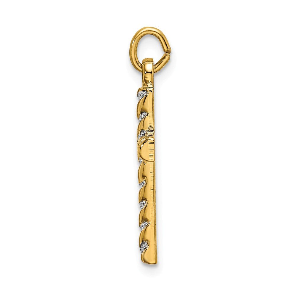 Million Charms 925 Sterling Silver Gold-Plated Polished, Texture Relgious Cross Pendant