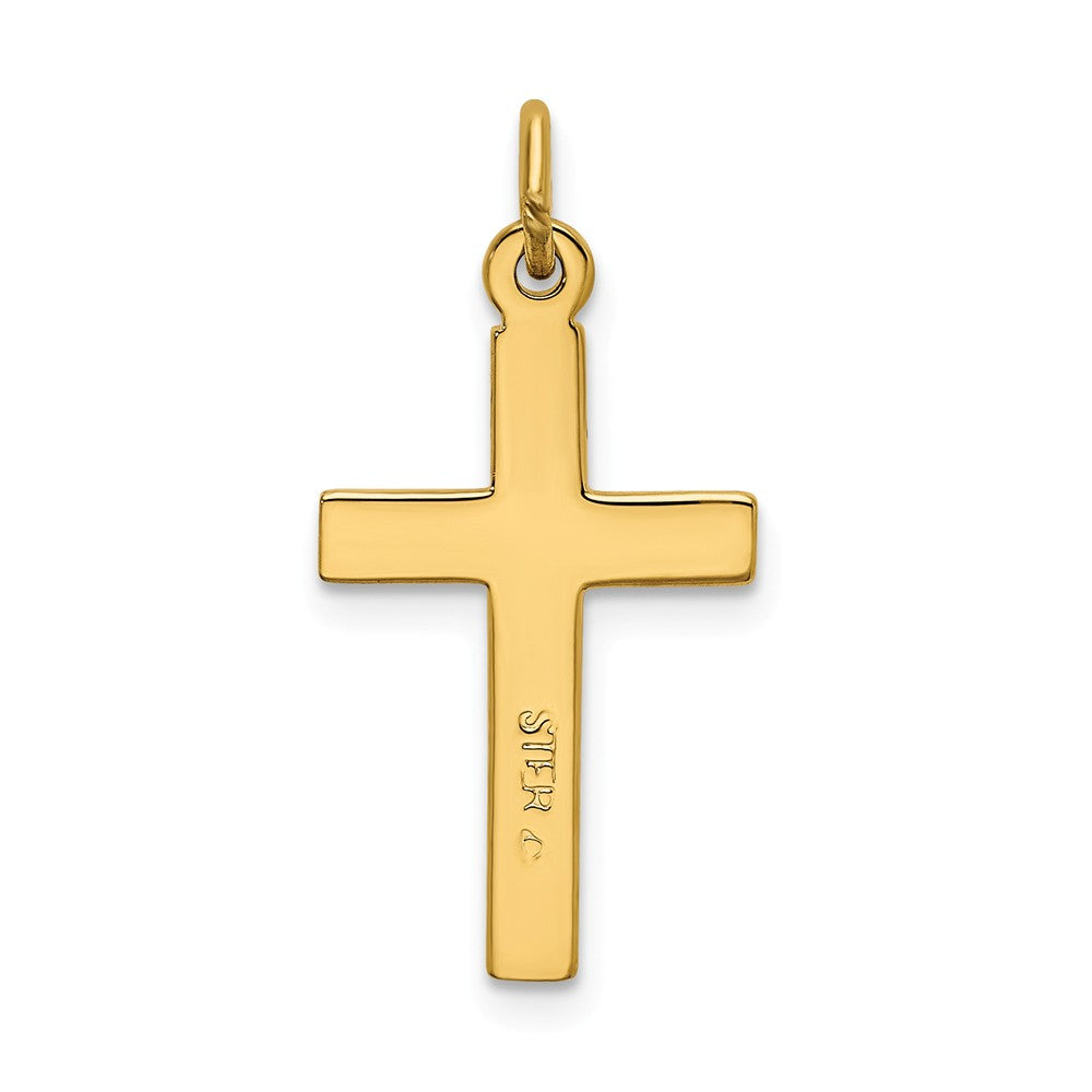 Million Charms 925 Sterling Silver Gold-Plated Polished, Texture Relgious Cross Pendant