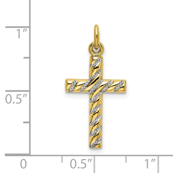 Million Charms 925 Sterling Silver Gold-Plated Polished, Texture Relgious Cross Pendant
