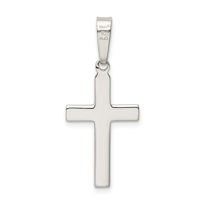 Million Charms 925 Sterling Silver Polished Diamond-Cut Relgious Cross Pendant