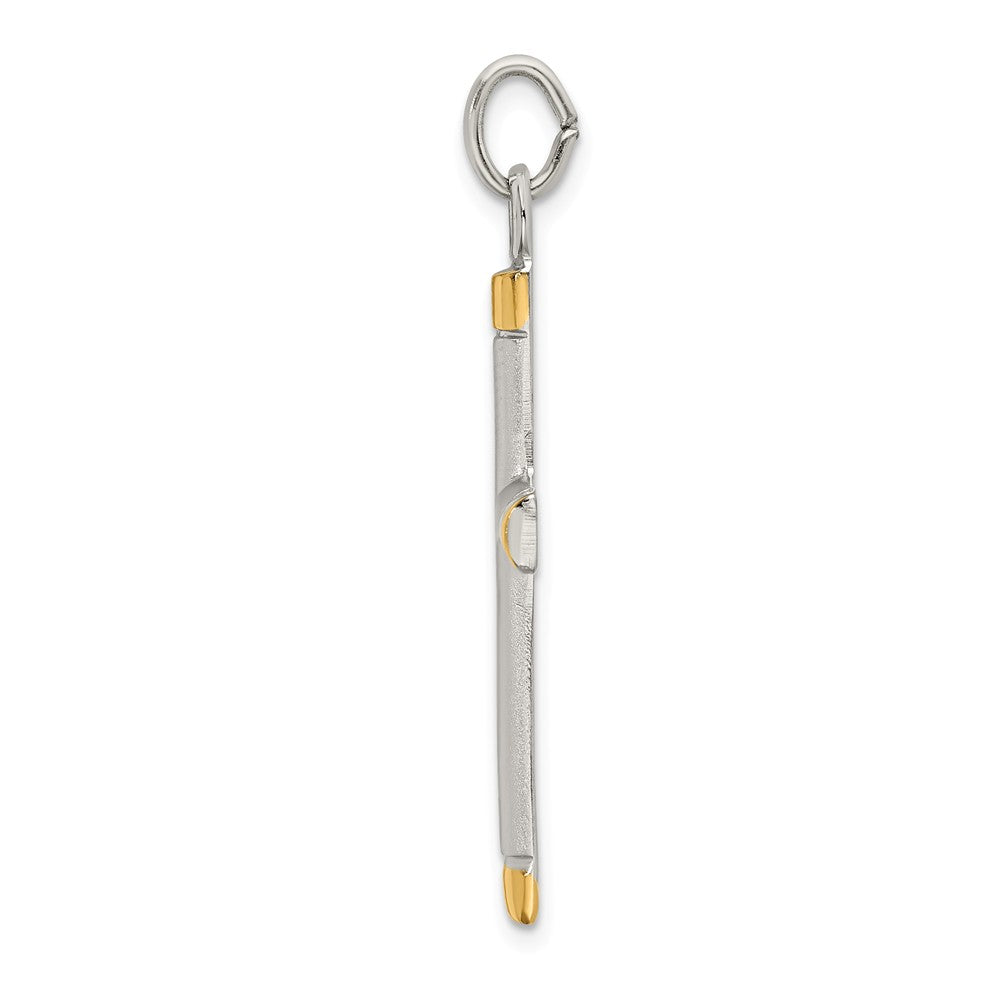 Million Charms 925 Sterling Silver Polished Gold-Plated Tips Relgious Cross Pendant