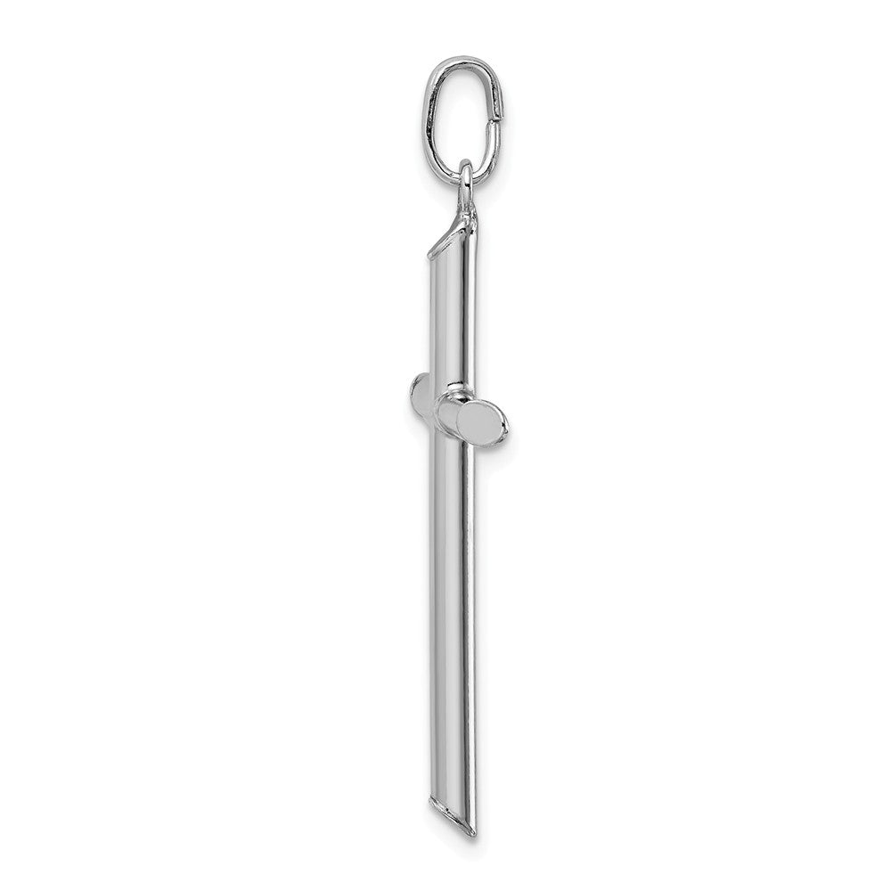 Million Charms 925 Sterling Silver Rhodium-plated Plated Polished Relgious Cross Charm