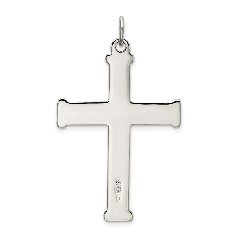Million Charms 925 Sterling Silver Polished, Satin Relgious Cross Pendant