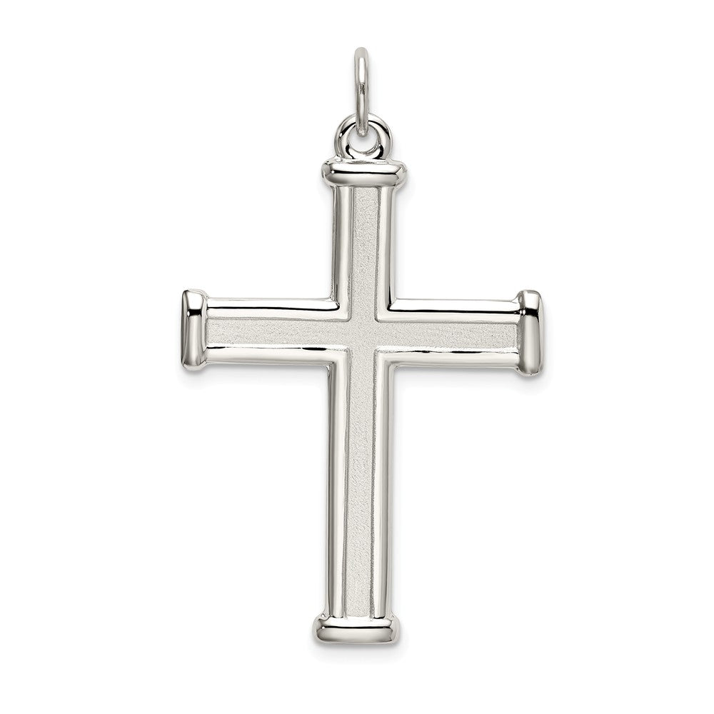 Million Charms 925 Sterling Silver Polished, Satin Relgious Cross Pendant