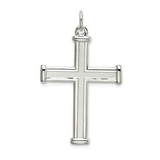 Million Charms 925 Sterling Silver Polished, Satin Relgious Cross Pendant