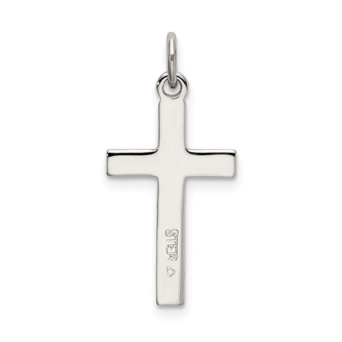 Million Charms 925 Sterling Silver Polished Satin 7 Diamond-Cut Relgious Cross Pendant