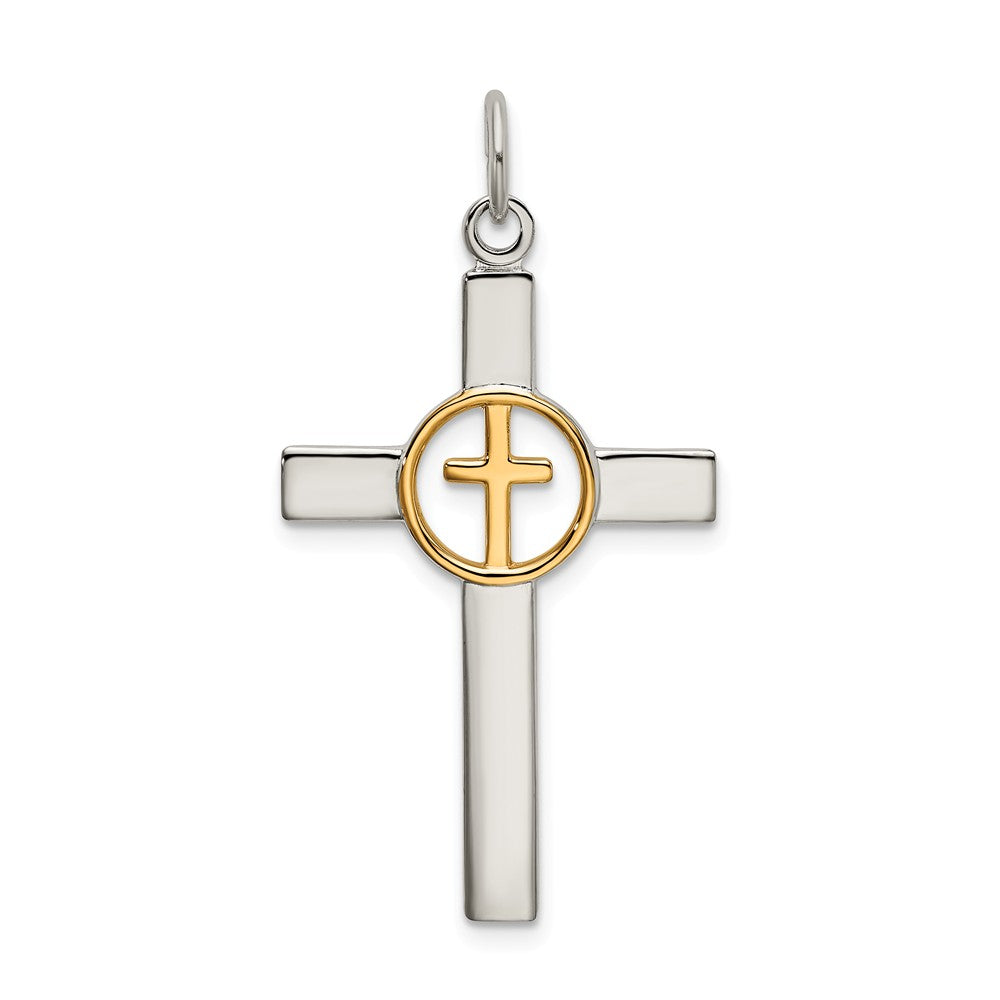 Million Charms 925 Sterling Silver & Gold-Plated Polished Relgious Cross Pendant