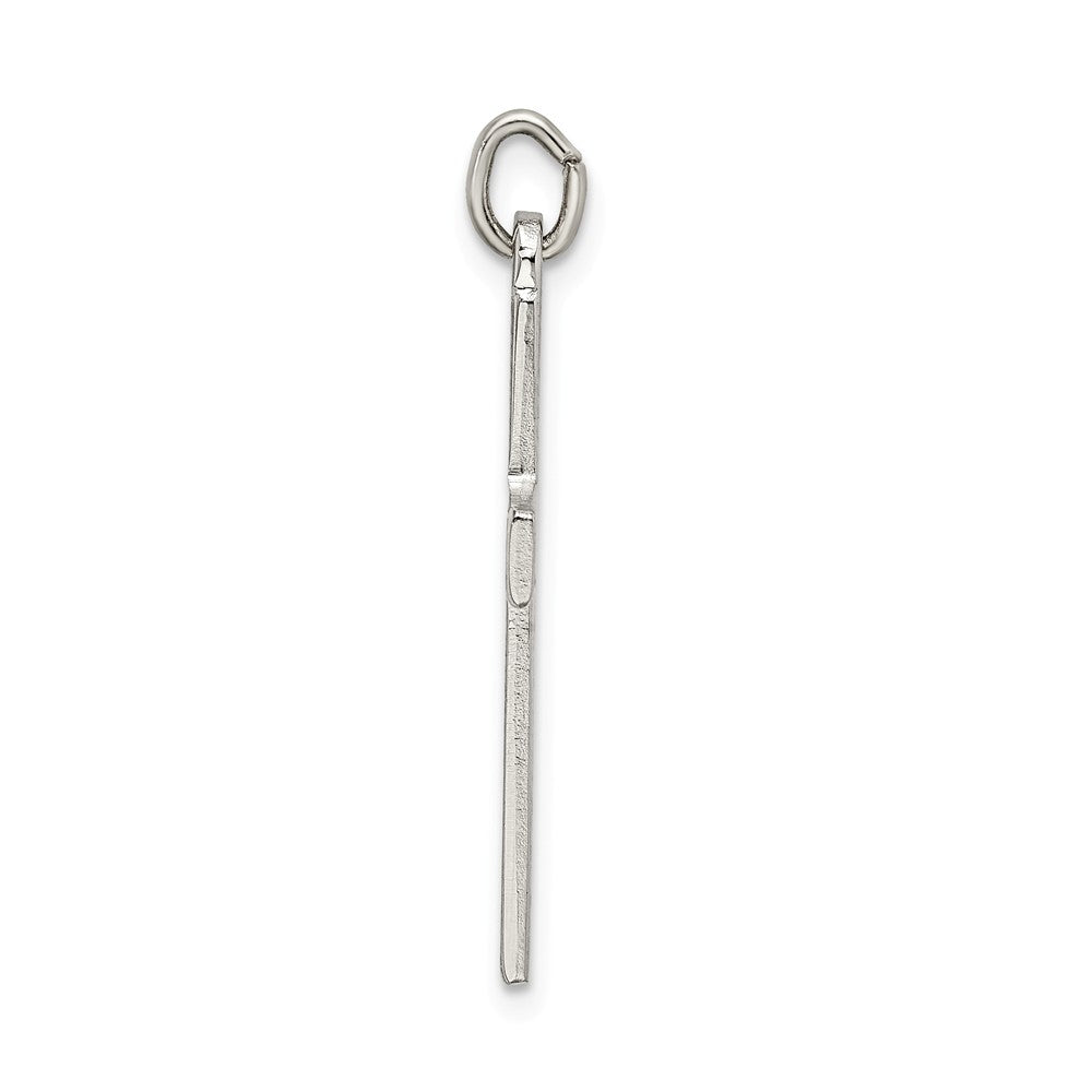 Million Charms 925 Sterling Silver Satin, Diamond-Cut Relgious Cross Pendant