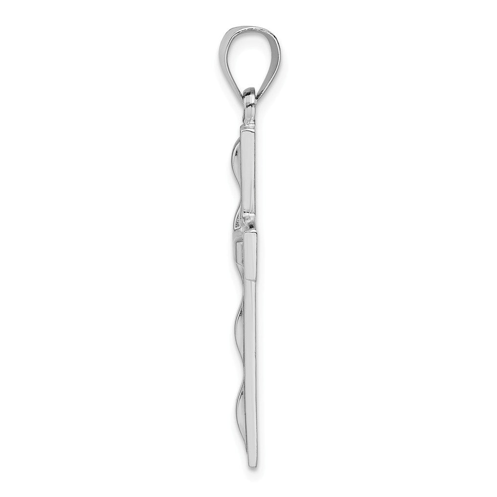 Million Charms 925 Sterling Silver Rhodium-Plated Polished Relgious Cross Pendant