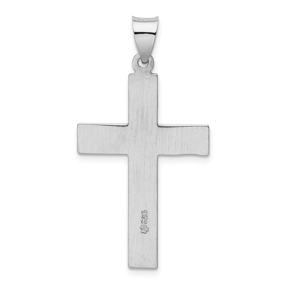 Million Charms 925 Sterling Silver Rhodium-Plated Polished Relgious Cross Pendant